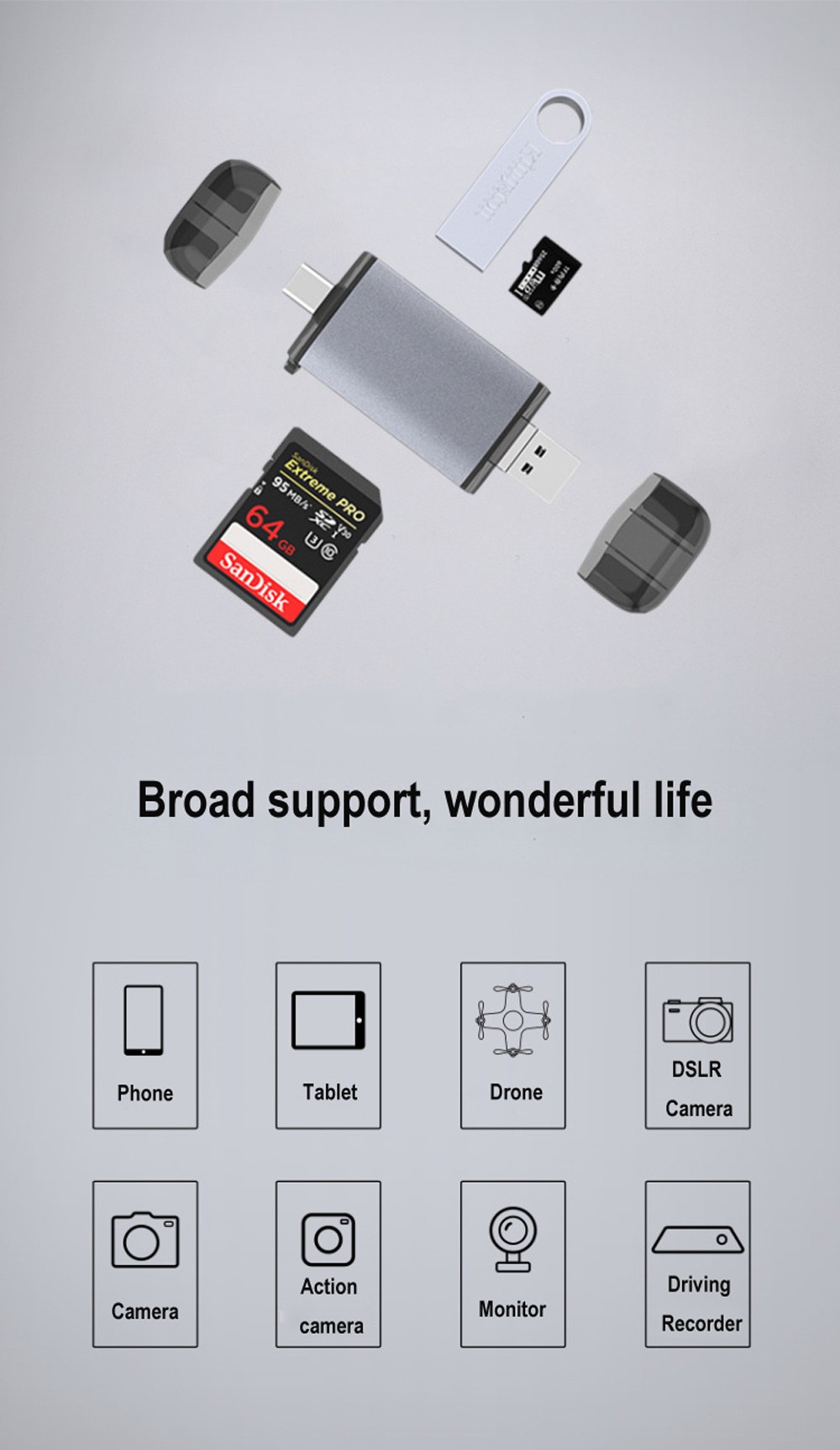 Bakeey-6-in-1-Multifunction-Card-Reader-USB-30-10Gbps-High-speed-Type-C--Micro-USB--SD--TF-Aluminium-1716331-4