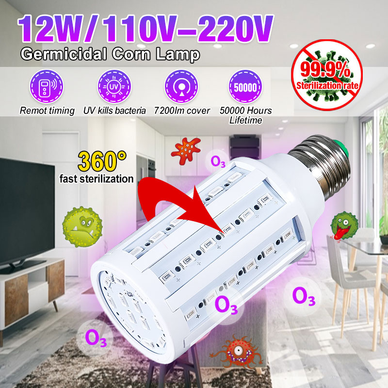 12W-UV-Germicidal-Sterilizer-Lamp-E27-LED-Corn-Light-Bulb--110V220V-Remote-Control-for-Indoor-Home-1674735-2
