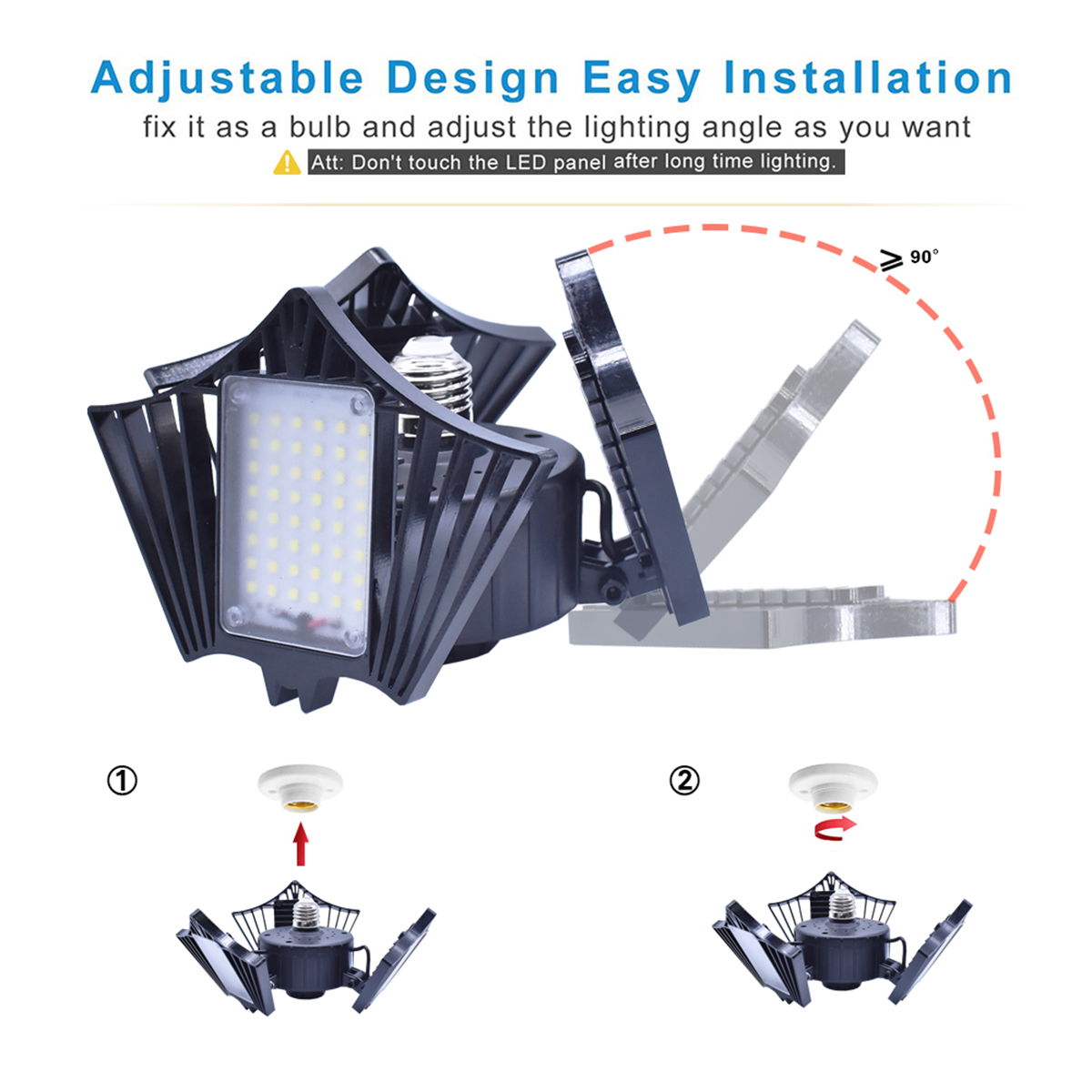 6080100W-LED-Garage-Lights-Deformable-Ceiling-Fixture-Workshop-Shop-Three-Leaf-1666775-6