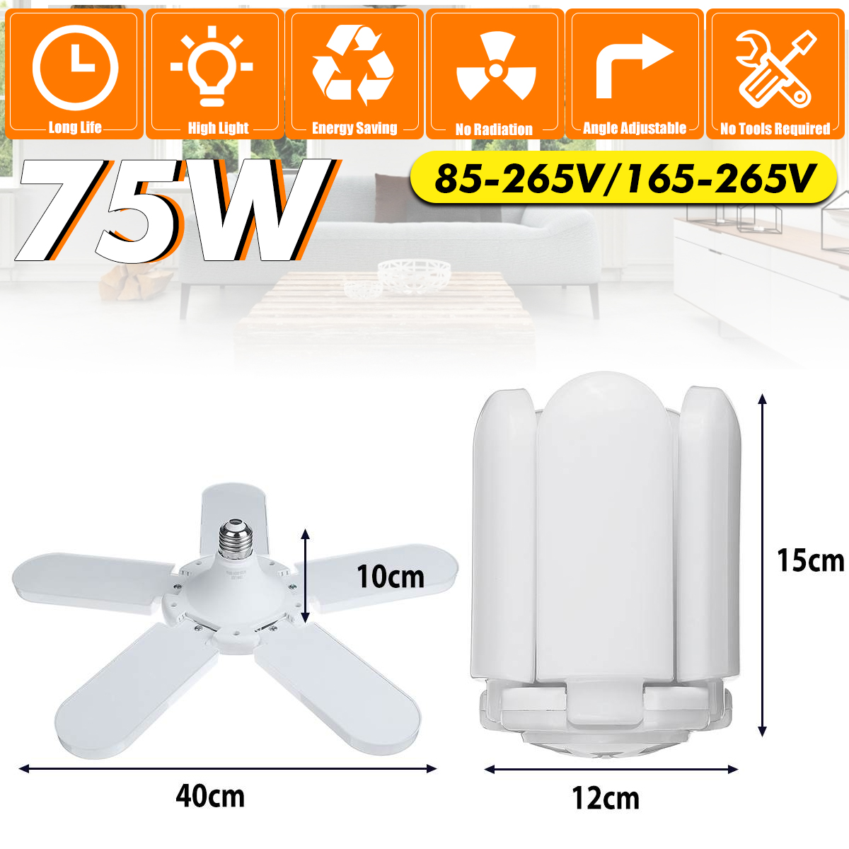 75W-E27-2500LM-Deformable-LED-Ceiling-Lamp-Light-Fixture-Foldable-Home-Garage-1710184-2