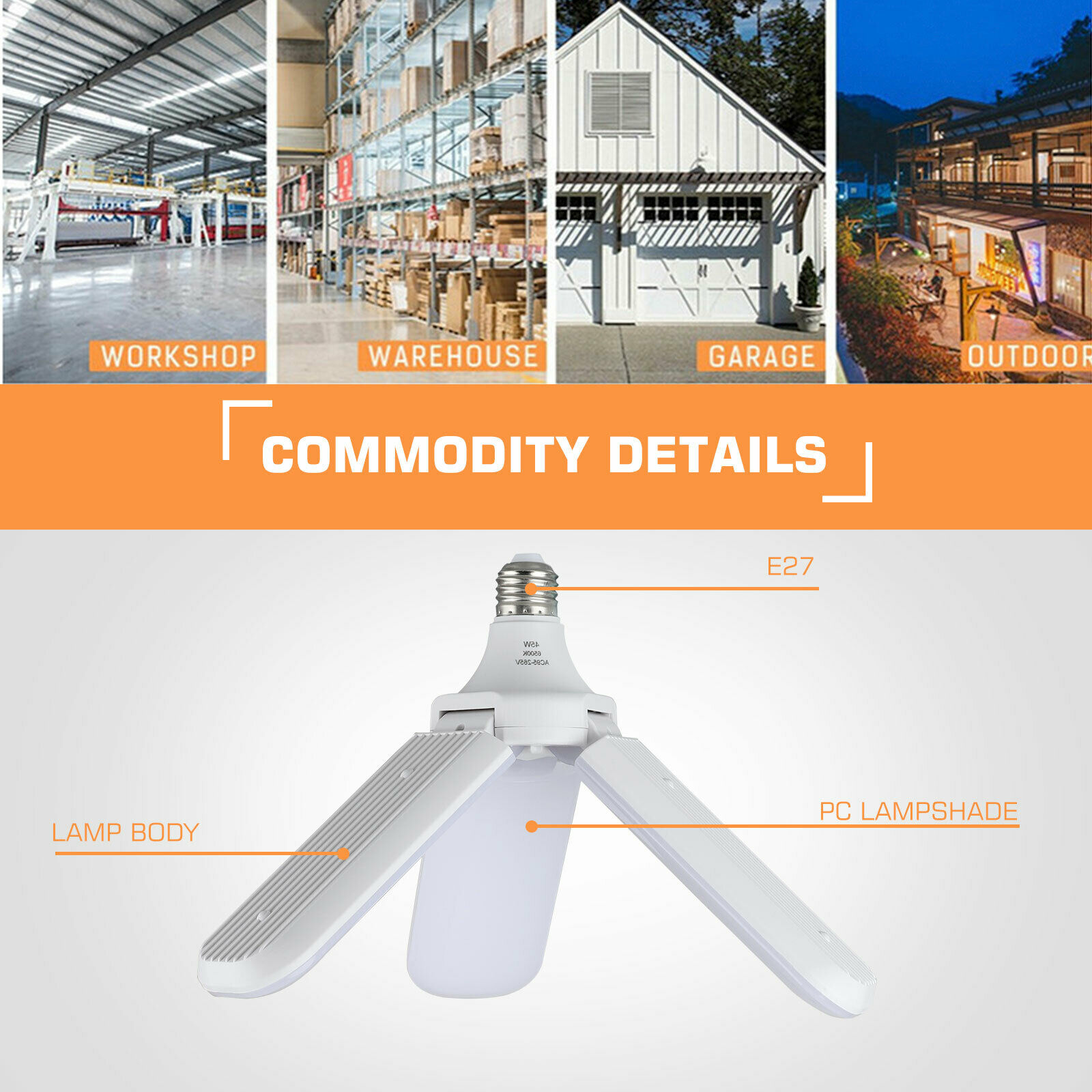 AC85-265V-45W-2835SMD-Three-Leaves-LED-Ceiling-Light-Bulb-Foldable-Garage-Lamp-for-Home-Basement-Dec-1633785-9