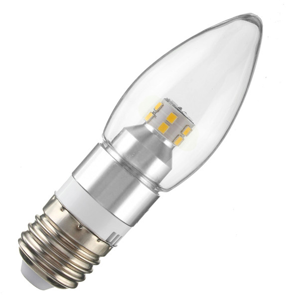 E12E14E27-3W-Non-Dimmable-LED-Candle-Silver-Light-Bulb-WhiteWarm-White-85-265V-1045159-3