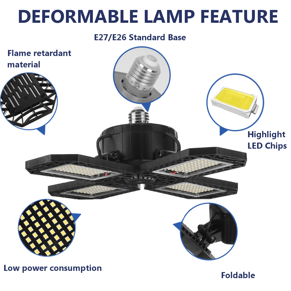 E26E27-LED-34-Blades-Folding-Garage-Light-Bulb-Deformable-Ceiling-Lamp-Workshop-Fixture-1865814-2