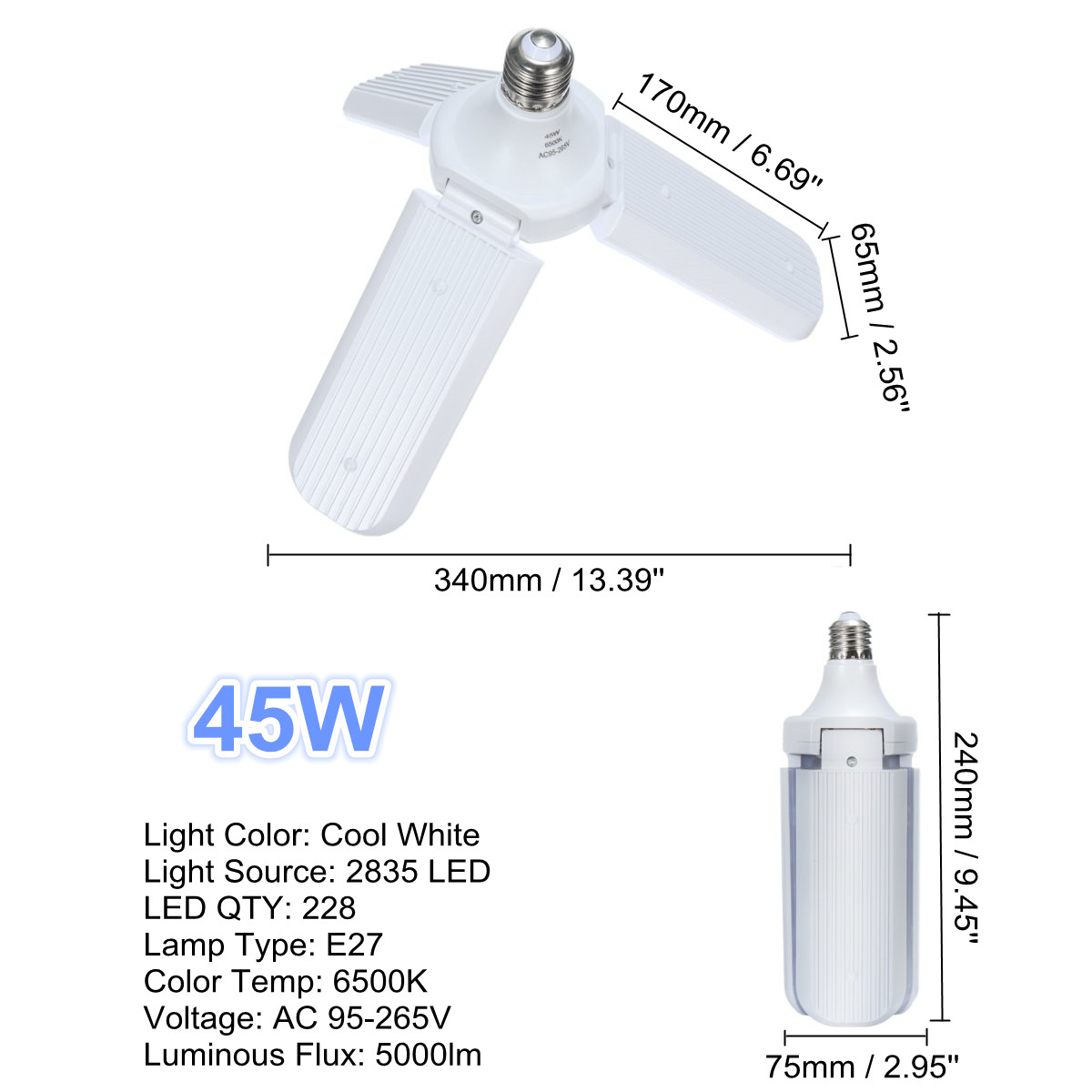 E27-Two-Three-Four-Leaves-Deformable-Foldable-LED-Garage-Shop-Work-Light-Bulb-Ceiling-Lamp-AC95-265V-1621889-5