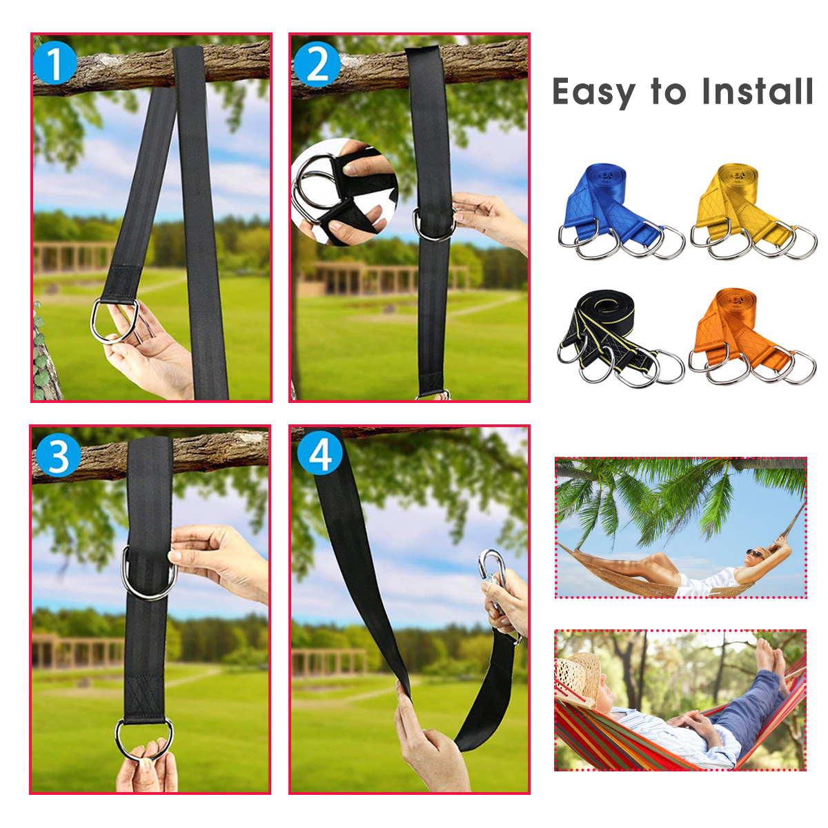 150cm-Tree-Nylon-Swing-Sling-Hanging-Strap-Kit-Adjustable-Length-Hammock-Rope-with-Hooks-1556536-4