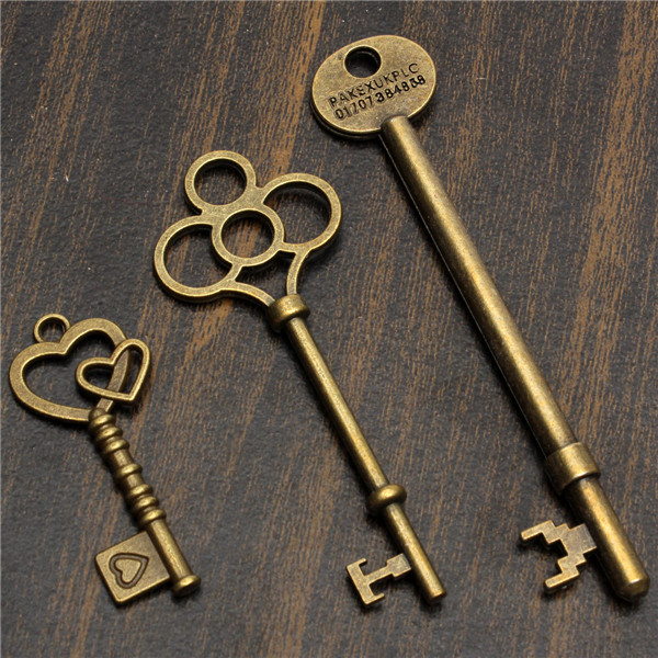 18Pcs-Antique-Vintage-Old-Look-Skeleton-Key-Lot-Pendant-Heart-Bow-Lock-Steampunk-995561-8