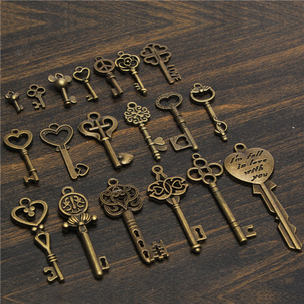 19Pcs-Antique-Vintage-Old-Look-Skeleton-Key-Set-Lot-Pendant-Heart-Bow-Lock-Steampunk-Jewel-986824-4