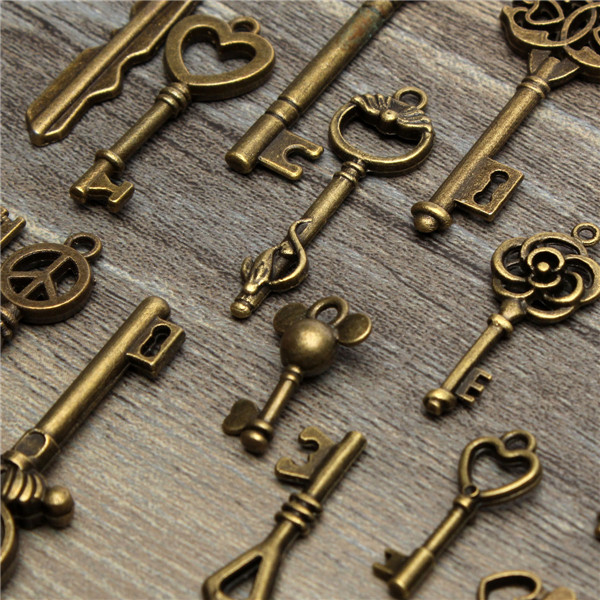 19Pcs-Antique-Vintage-Old-Look-Skeleton-Key-Set-Lot-Pendant-Heart-Bow-Lock-Steampunk-Jewel-986824-8