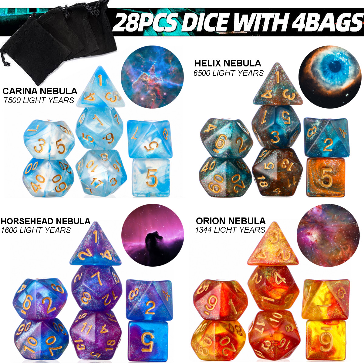 28Pcs-Galaxy-Concept-Polyhedral-Dice-Acrylic-Dices-Role-Playing-Board-Table-Game-With-Pouch-1709494-1