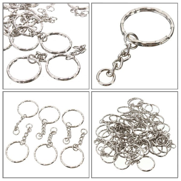 50Pcs-55mm-Keyring-Blanks-Silver-Tone-Keychain-Key-Fob-Split-Rings-4-Link-Chain-1009566-4
