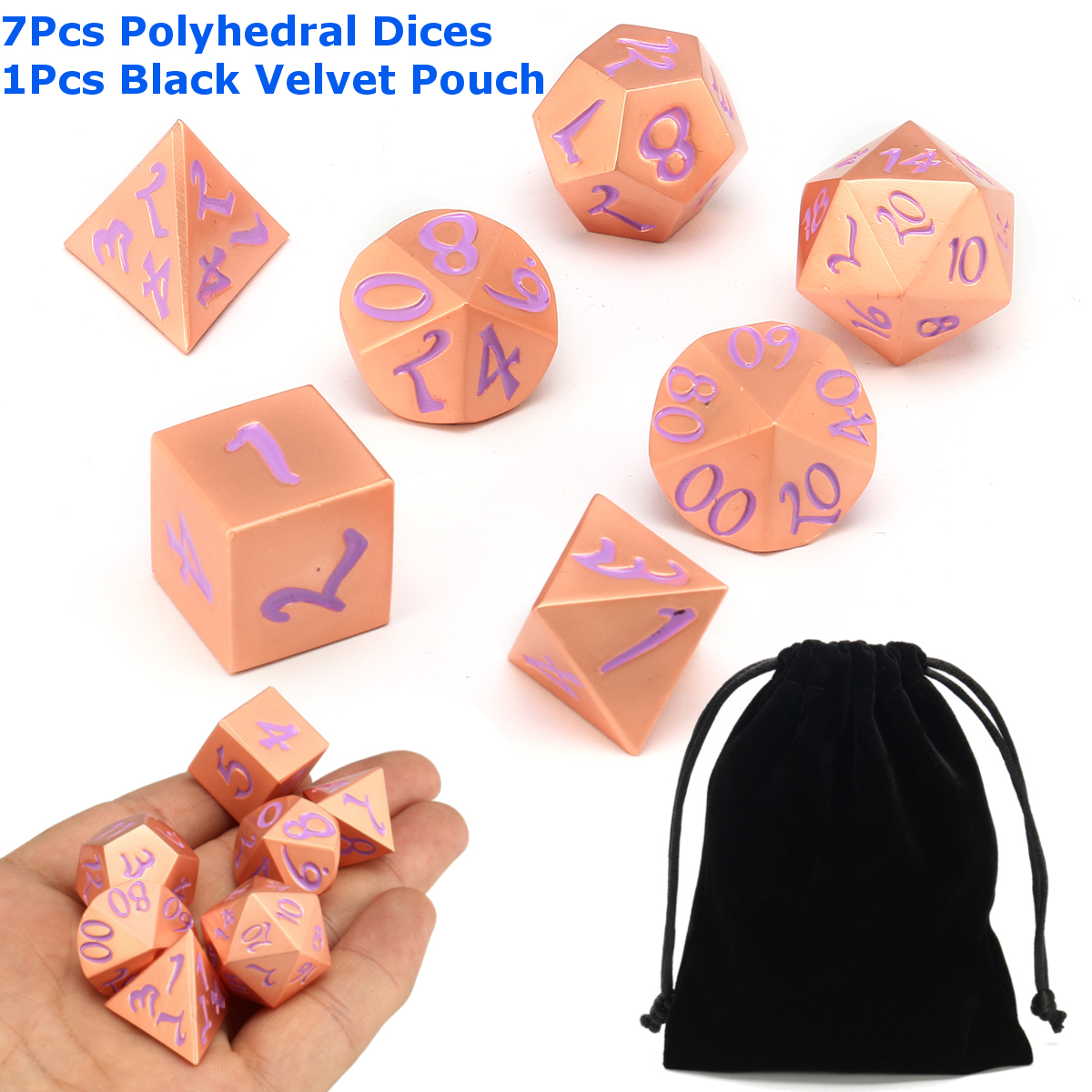7Pcs-Antique-Metal-Polyhedral-Dice-Role-Playing-Game-Dices-Heavy-Duty-With-Bag-1320392-1