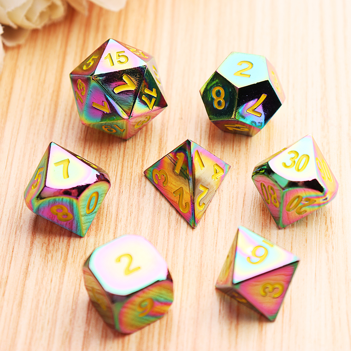 7Pcs-Embossed-Heavy-Metal-Polyhedral-Dice-DND-RPG-MTG-Role-Playing-Game-with-Bag-1314618-4