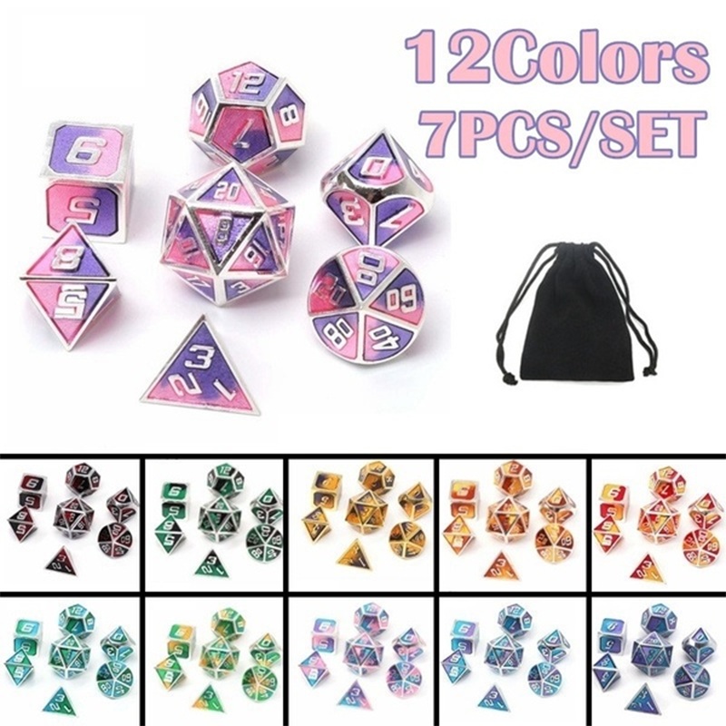 7Pcs-Mixed-Color-Polyhedral-Dice-Metal-RPG-Dices-Set-with-Velvet-Bag-Dungeons-and-Dragon-Black-Table-1577722-1