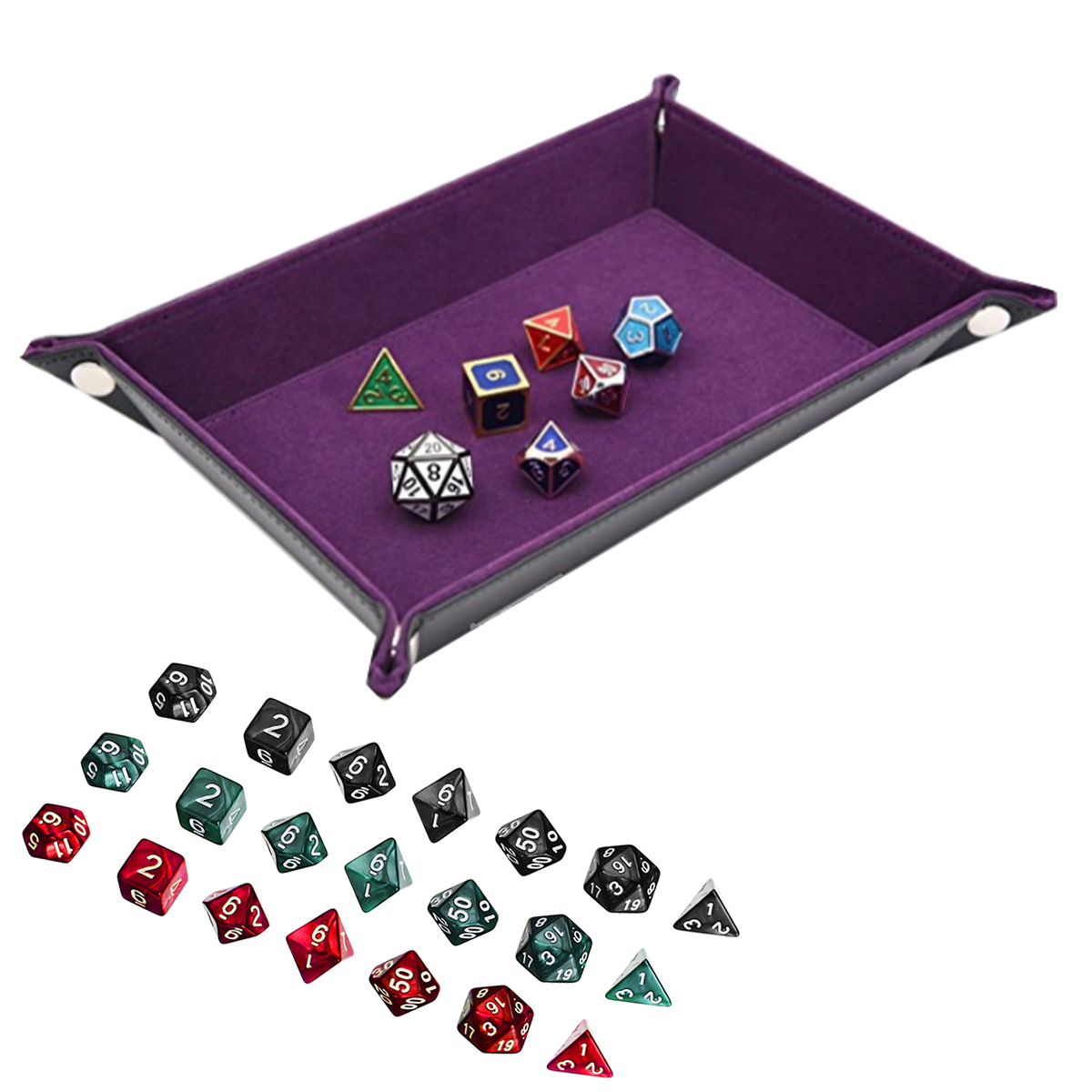 7Pcs-Multisided-Dice-Holder-Polyhedral-Dices-PU-Leather-Folding-Rectangle-Tray-for-RPG-1373166-3