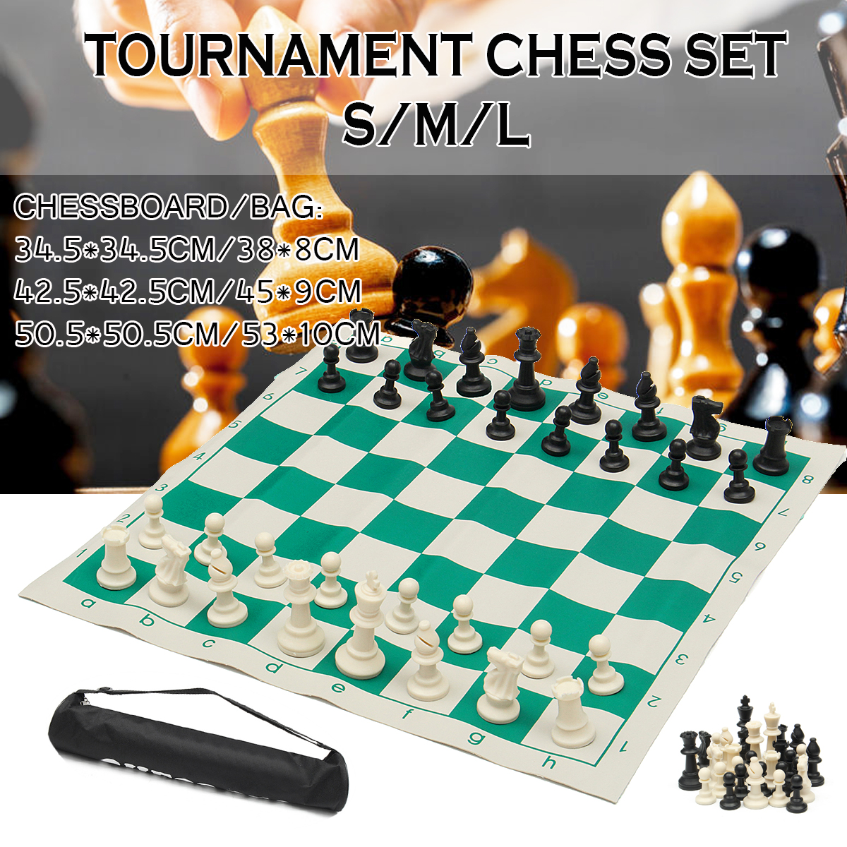 Plastic-Gambit-Tournament-Chess-Set-Roll-up-Mat-And-Bag-Camping-Travel-Gifts-Portable-Travelling-New-1641520-1