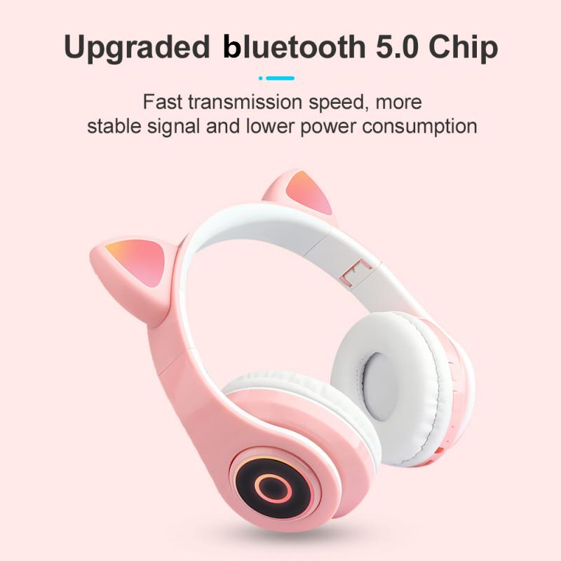 Bakeey-B39-Wireless--bluetooth-50-Headset-Cute-Cat-Ear-With-LED-Light-Child-Kids-Headset-Game-Headph-1857996-4