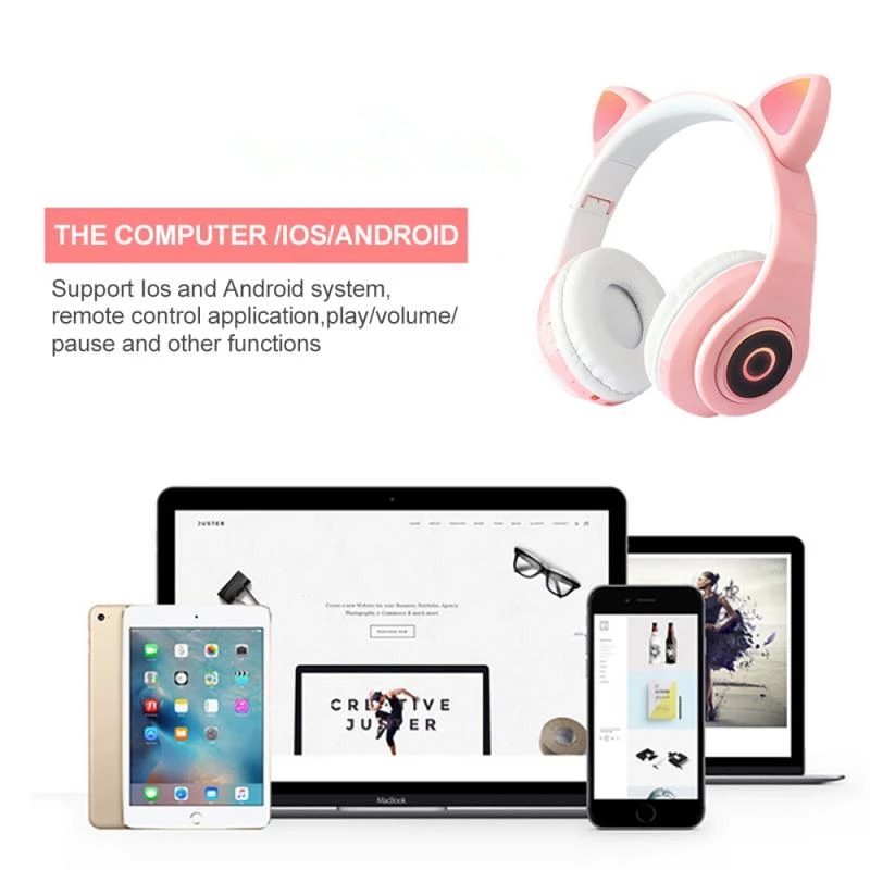 Bakeey-B39-Wireless--bluetooth-50-Headset-Cute-Cat-Ear-With-LED-Light-Child-Kids-Headset-Game-Headph-1857996-6