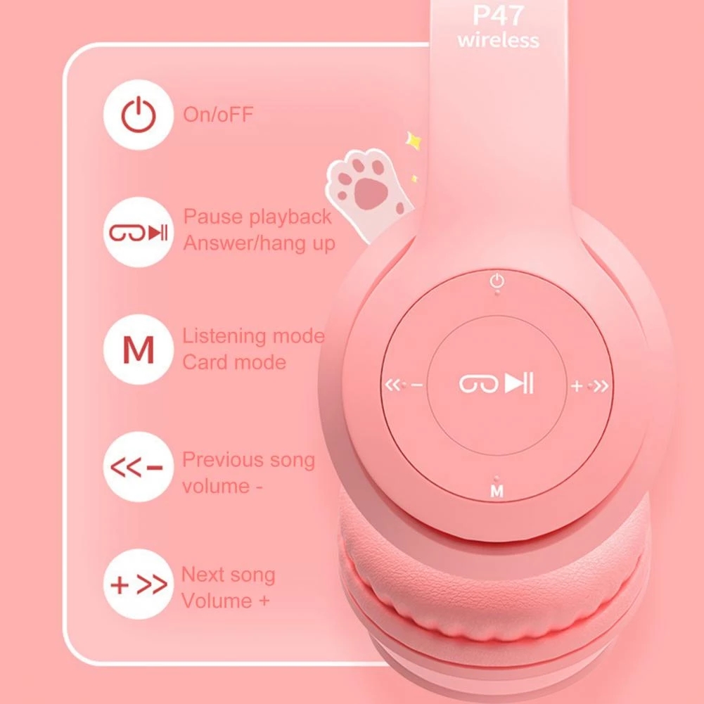 Bakeey-P47-bluetooth-50-Headset-Luminous-Cat-Ear-Wireless-LED-Light-Mobile-Phones-Headphone-Stereo-M-1856027-2