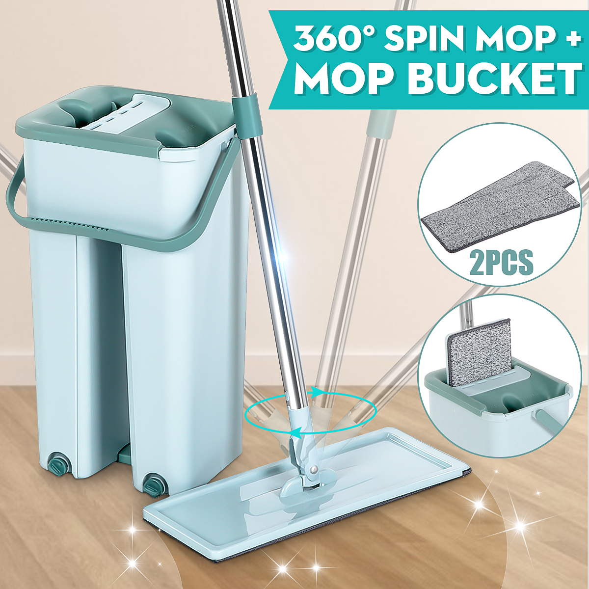 360deg-Rotation-Spin-Flat-Mop-Bucket-Set-Auto-Rebound-Hand-free-Floor-Cleaning-1742644-2