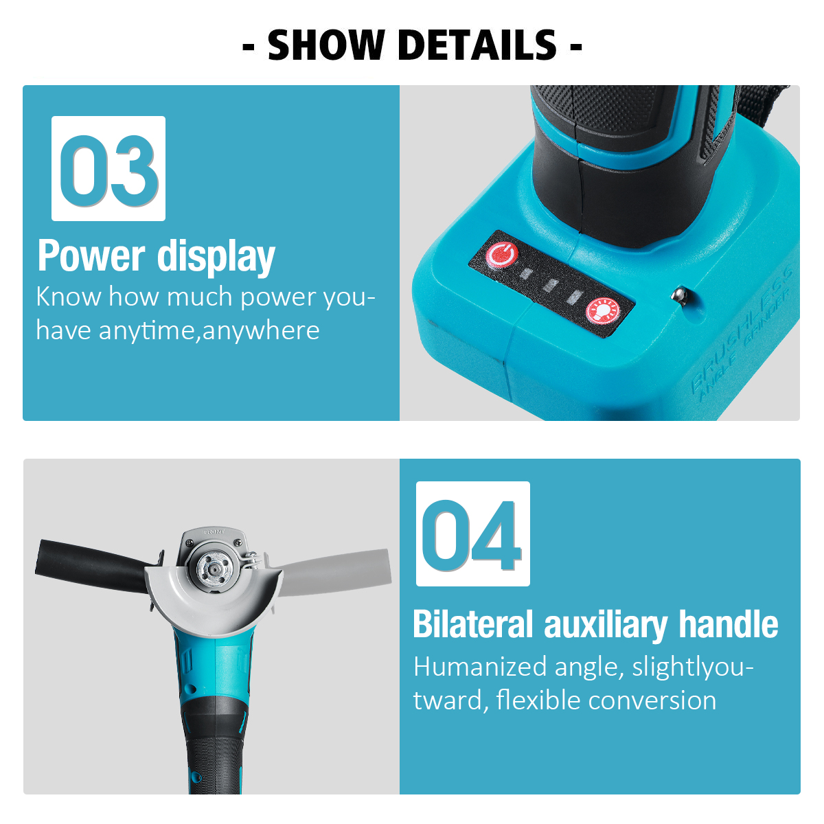 100125mm-Brushless-Angle-Grinder-Cordless-For-Makita-18V-Li-ion-Battery-1806118-11