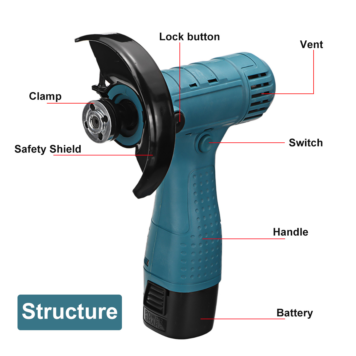 100mm-18V-800W-Electric-Angle-Grinder-Portable-Handheld-Cutting-Polishing-Tool-W-12-Battery-1871661-6