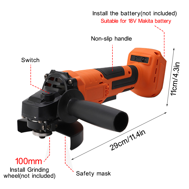 100mm-Cordless-Electric-Angle-Grinder-Portable-Cut-Off-Polishing-Grinding-Tool-For-18V-Makita-Batter-1733390-8