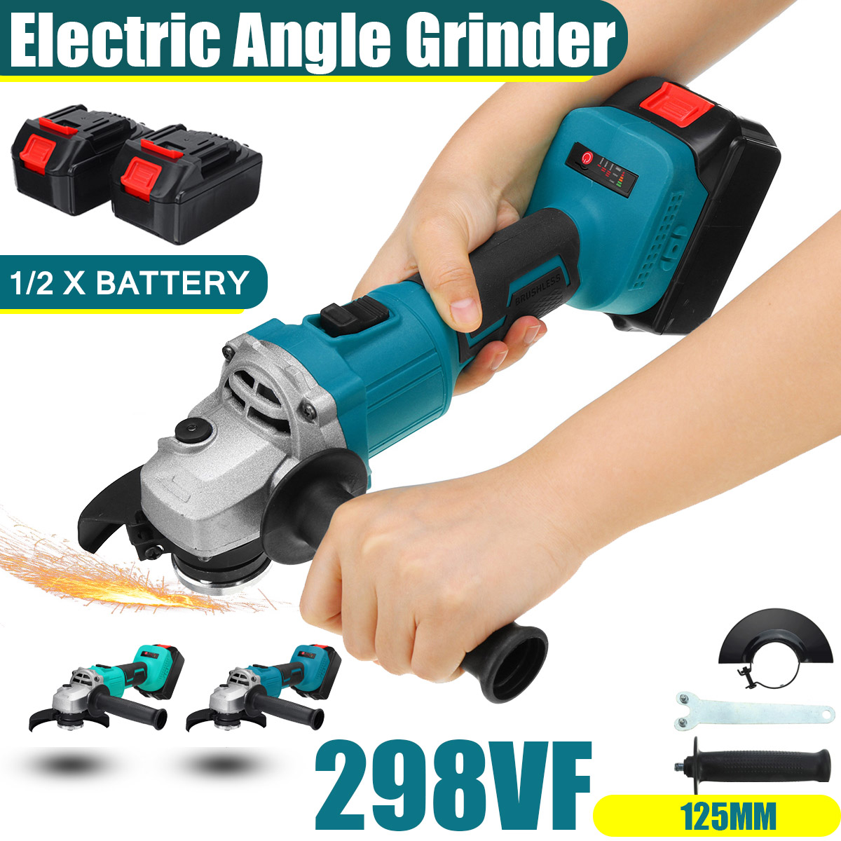 125mm-Brushless-Cordless-Angle-Grinder-3-Gears-Polishing-Grinding-Cutting-Tool-With-Battery-Also-For-1858837-2