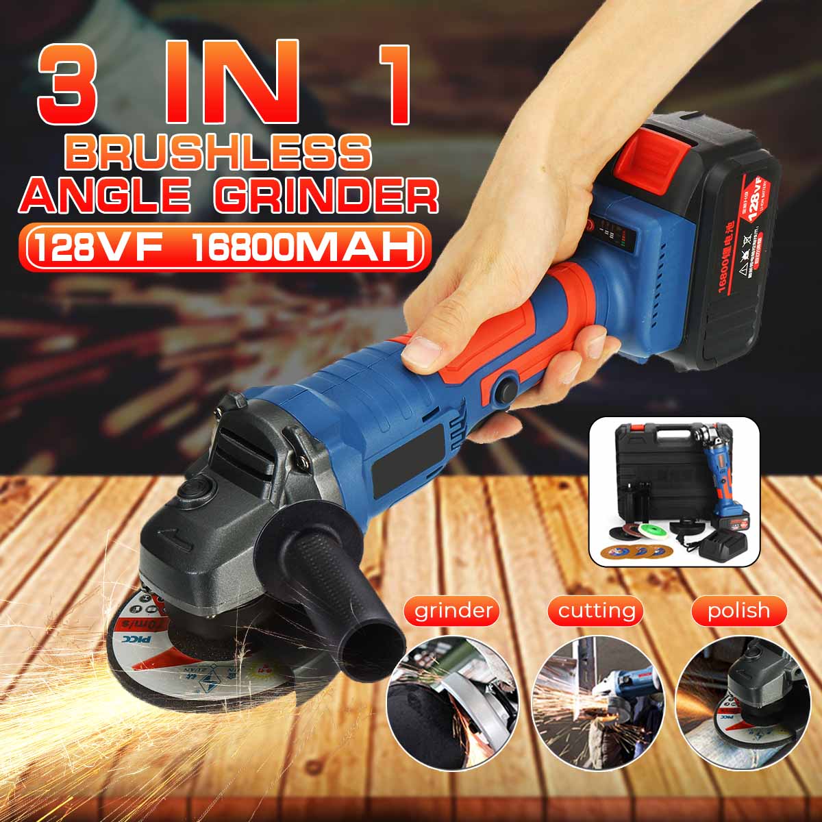 128VF-100mm-Cordless-Brushless-Angle-Grinder-Cutting-Grinding-Tool-Rechargeable-1661352-1