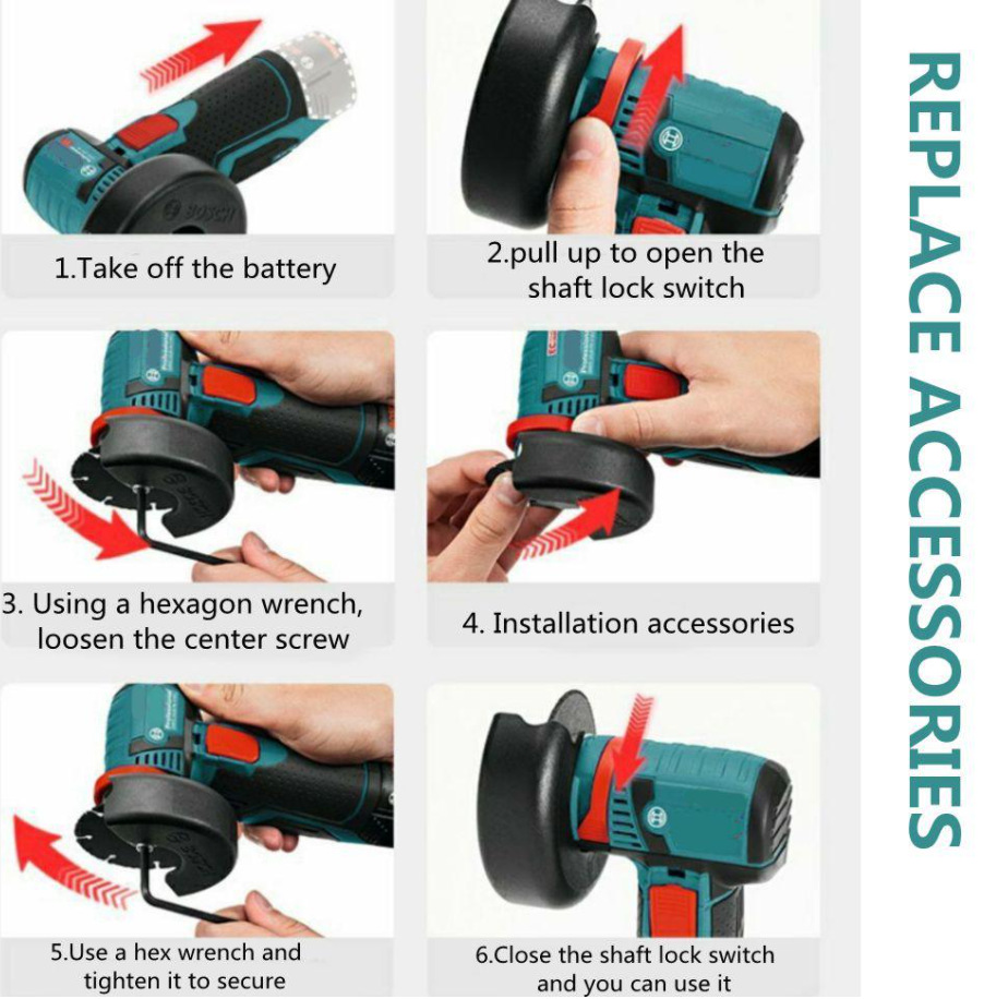 12V-300W-Compact-Brushless-Cordless-Angle-Grinder-Polishing-Machine-19500-rpm-Diamond-Cutting-Power--1821260-4