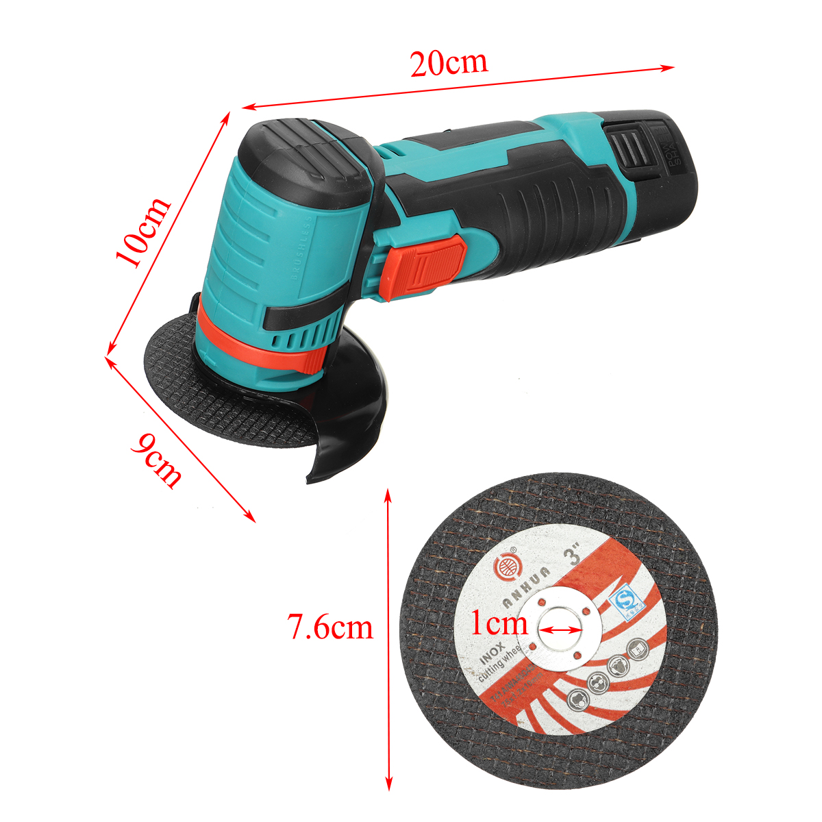 12V-Brushless-Angle-Grinder-Cordless-Electric-300W-19500Rpm-Cordless-Cutting-Polishing-Tool-1922553-8