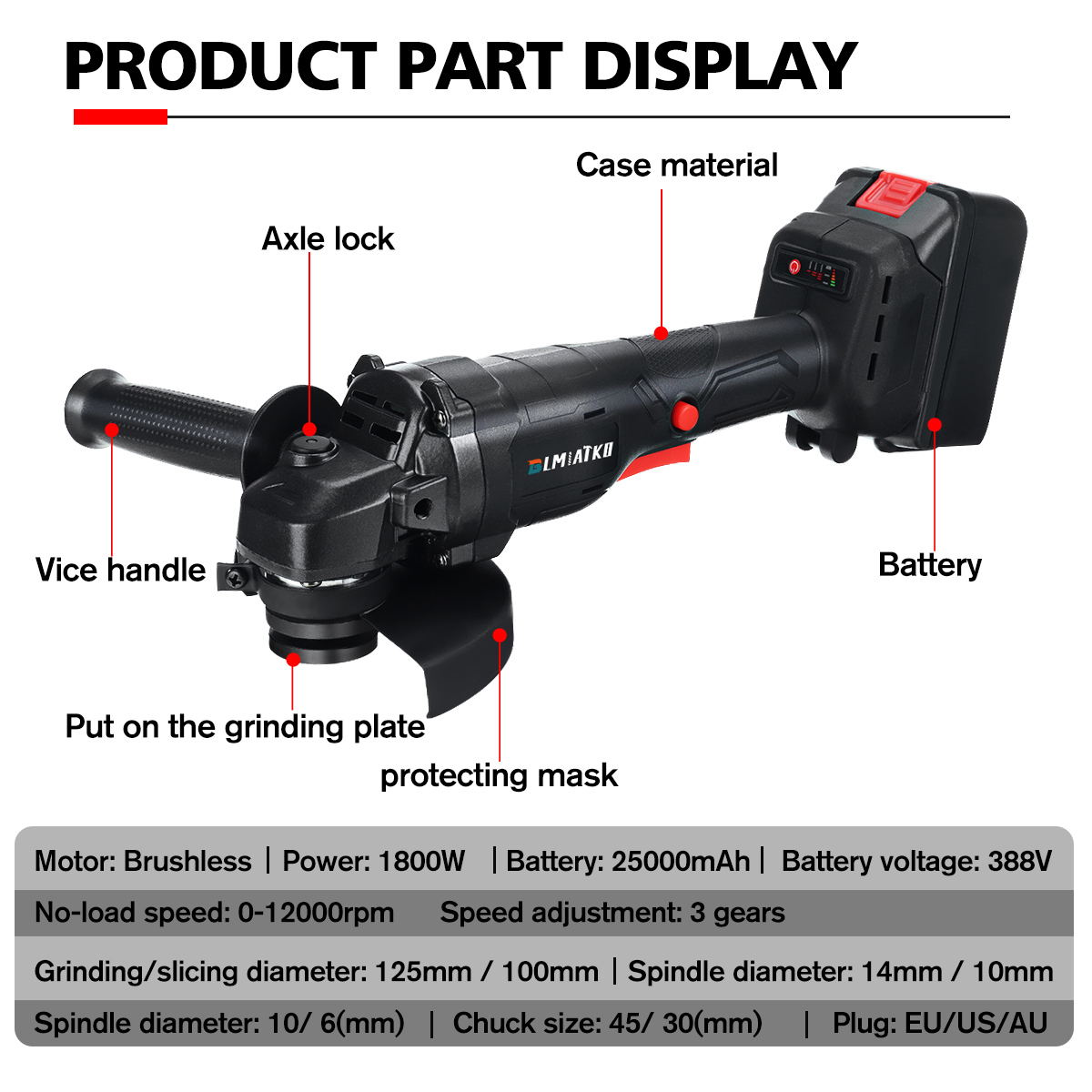 1800W-Brushless-Cordless-Angle-Grinder-Electric-Grinding-Machine-125mm-Fit-Makita-Battery-1891086-10