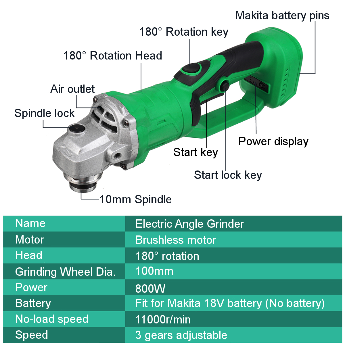 180deg-3-Speed-Adjutable-Angle-Grinder-Brushless-Motor-100mm-Electric-Grinding-Polisher-Machine-For--1837401-3