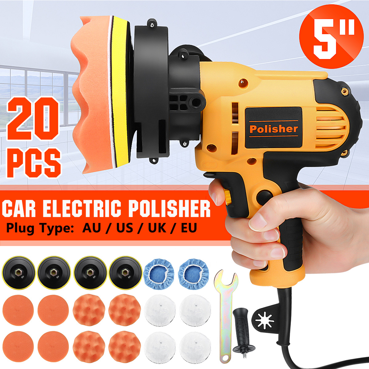 20pcs-5quot-700W-Car-Electric-Polisher-Polishing-Tool-Wax-Machine-Buffer-Sander-1836538-2