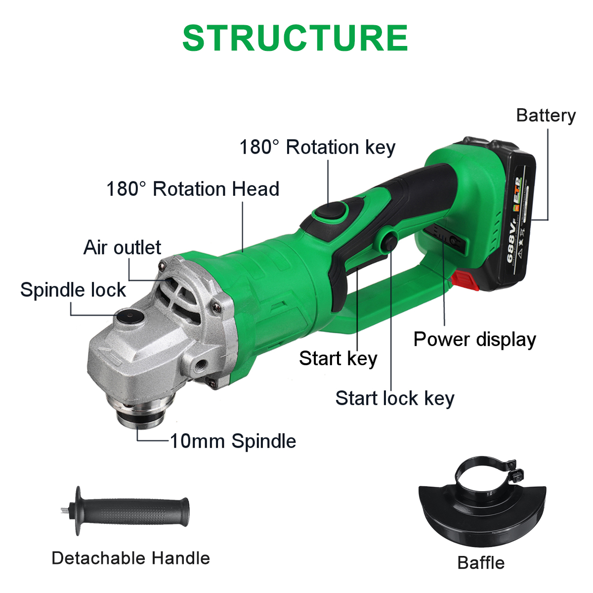 688VF-1200W-100mm-Brushless-Electric-Angle-Grinder-180deg-Rotation-3-Gears-Cutting-Grinding-Tool-Ind-1859330-7