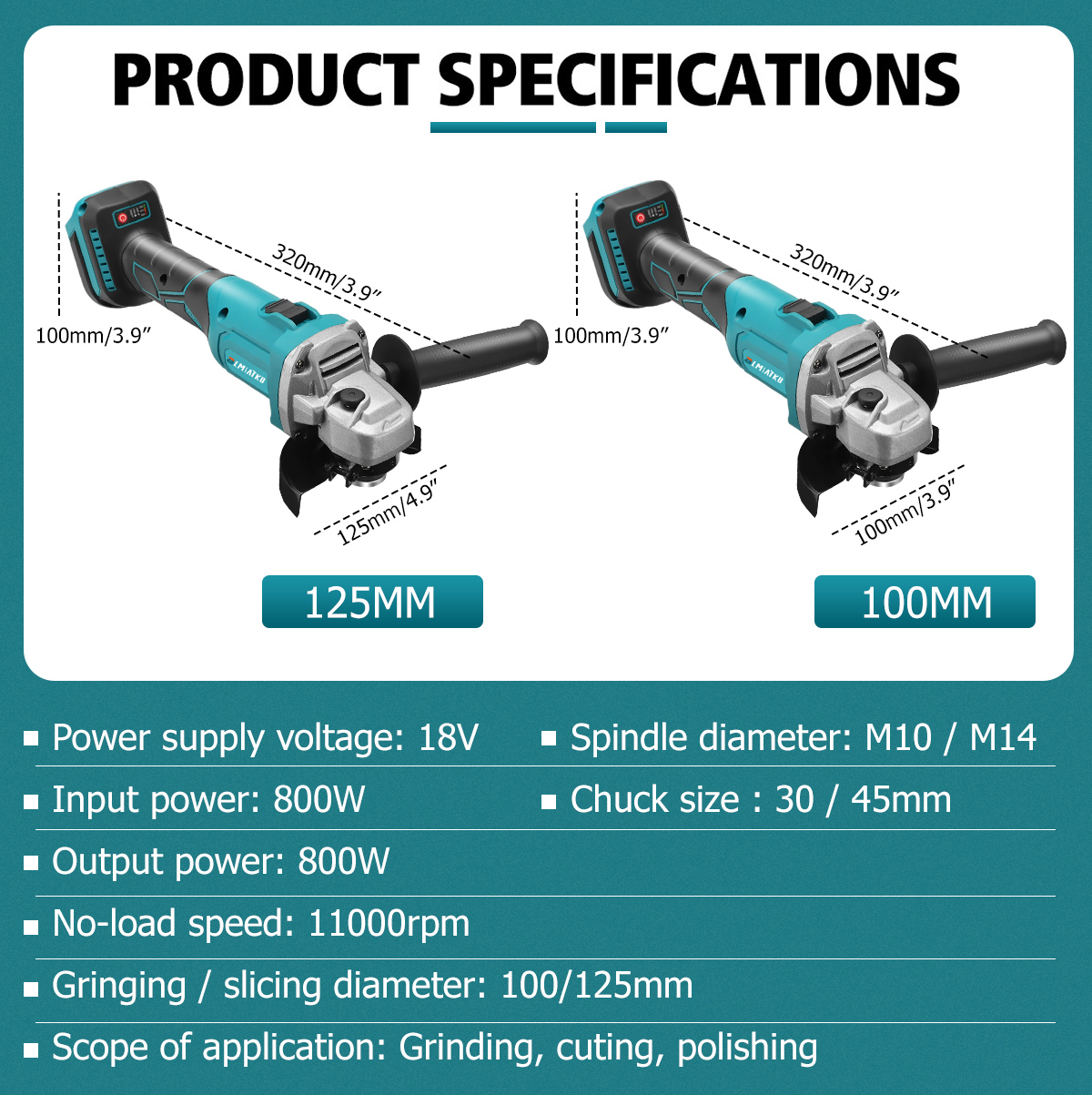 BLMIATKO-18V-100mm125mm-Cordless-Brushless-Angle-Grinder-3-Gears-Polishing-Grinding-Cutting-Machine--1760079-9