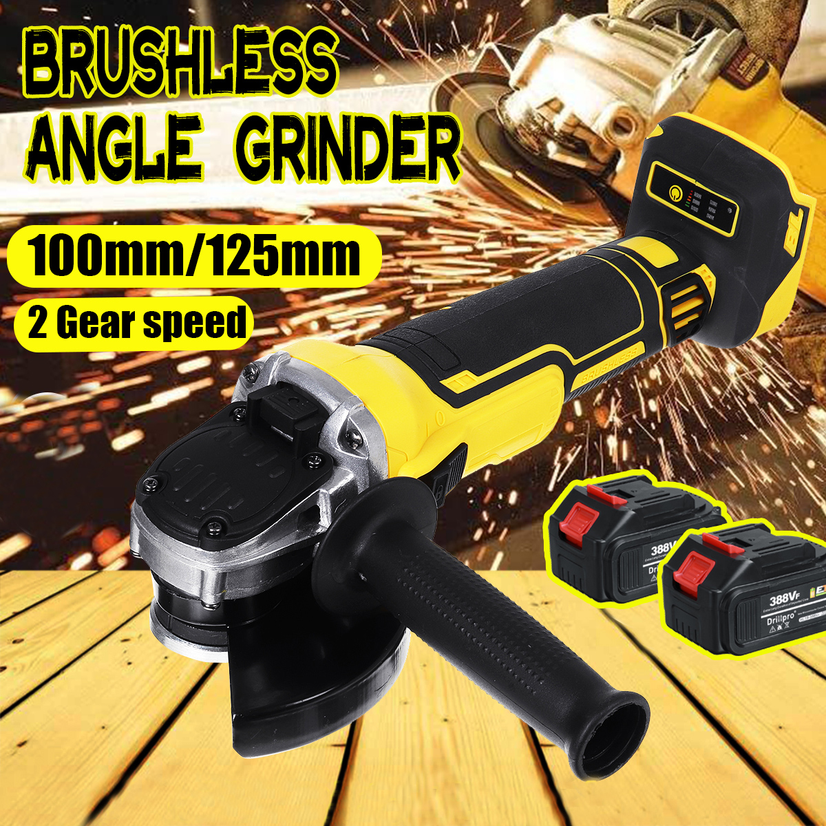Drillpro-388VF-100mm125mm-Brushless-Angle-Grinder-Wireless-Rechargeable-Wood-Metal-Cutting-Polishing-1874664-1