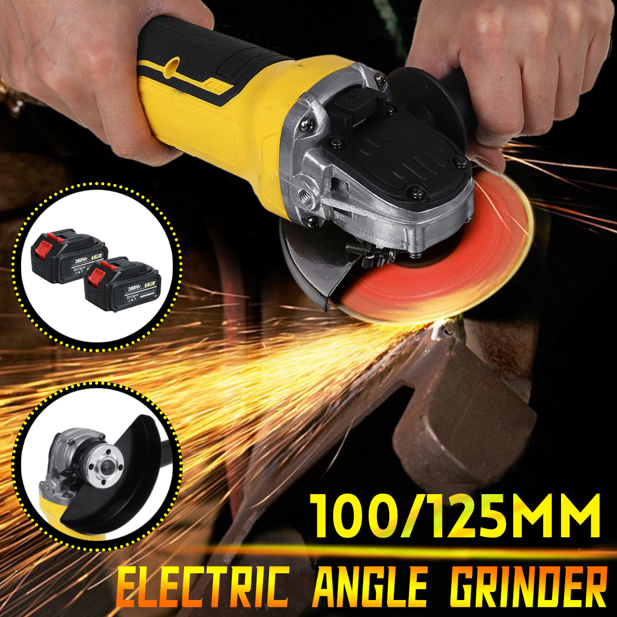 Drillpro-388VF-100mm125mm-Brushless-Angle-Grinder-Wireless-Rechargeable-Wood-Metal-Cutting-Polishing-1874664-2