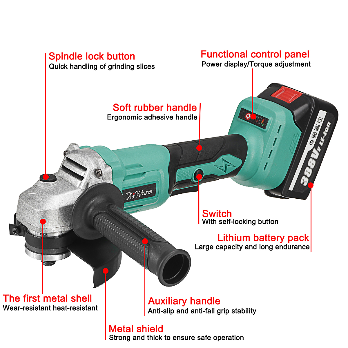 Kiwarm-1000W-125mm-Brushless-Angle-Grinder-Cordless-Electric-Grinder-Polishing-Machine-Fit-Makita-W1-1930913-12