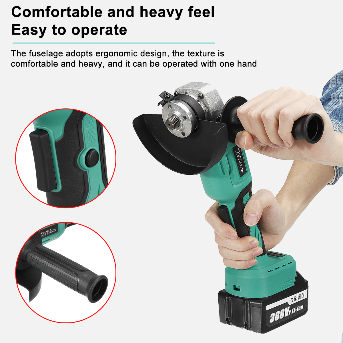 Kiwarm-1000W-125mm-Brushless-Angle-Grinder-Cordless-Electric-Grinder-Polishing-Machine-Fit-Makita-W1-1930913-9