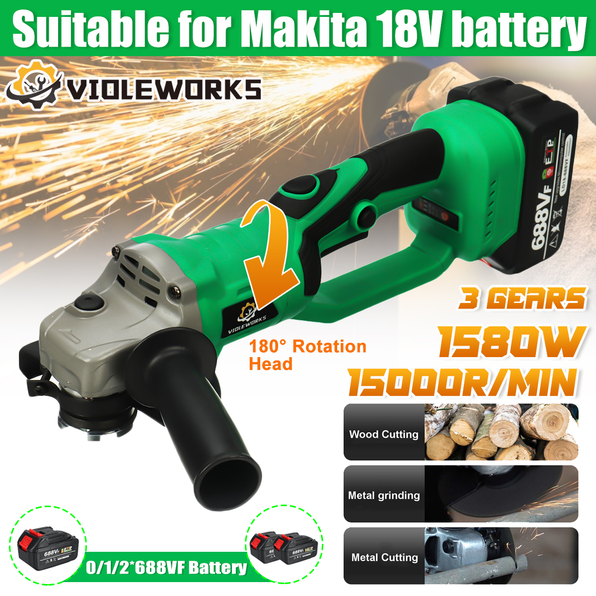 VIOLEWORKS-180deg-Cordless-Brushless-Angle-Grinder-3-Gears-Electric-Polishing-Machine-for-Makita-Bat-1900750-1