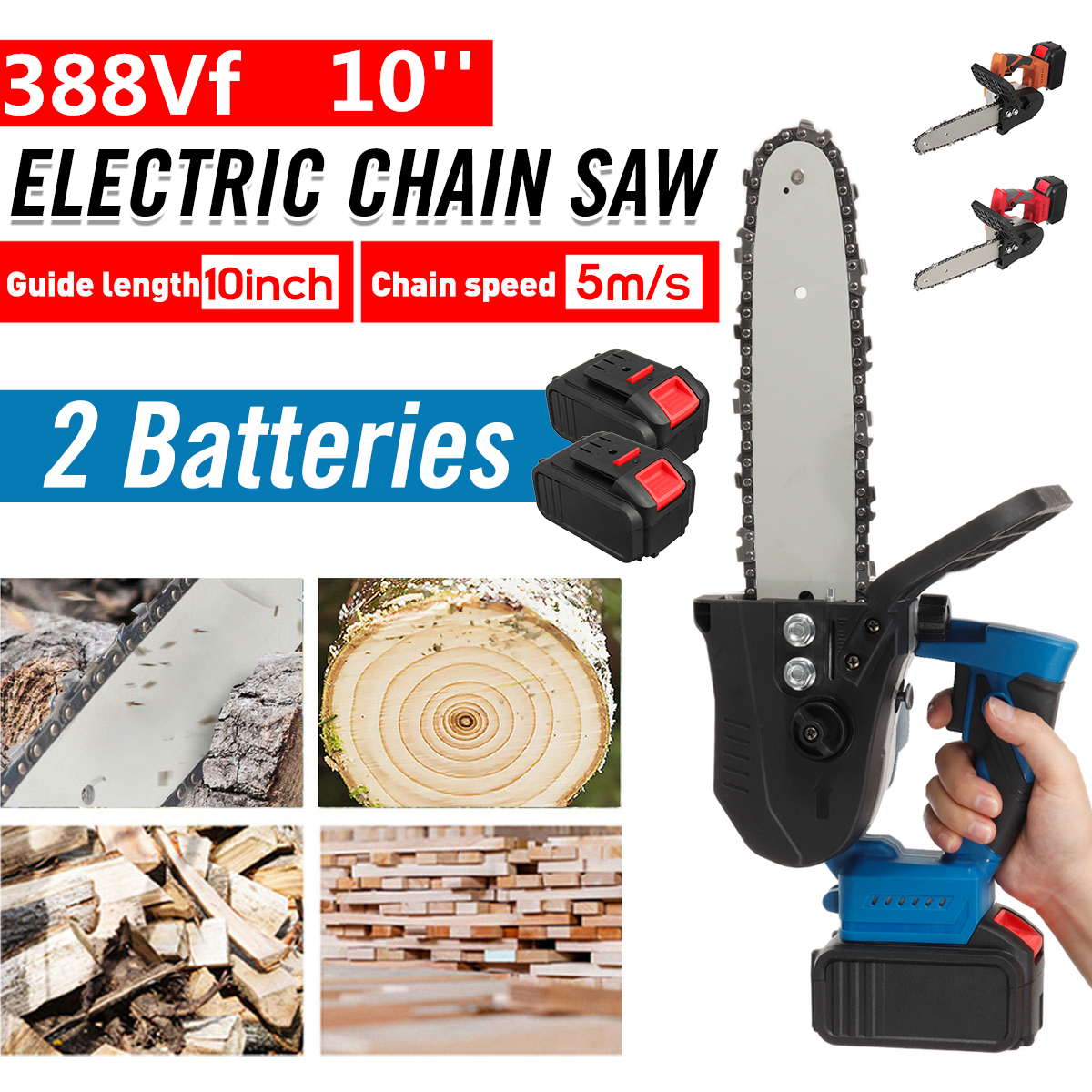 10in-Rechargeable-Brushless-Electric-Chain-Saw-One-Hand-Saw-Woodworking-Wood-Cutter-W-1-or-2-pcs-Bat-1851012-2