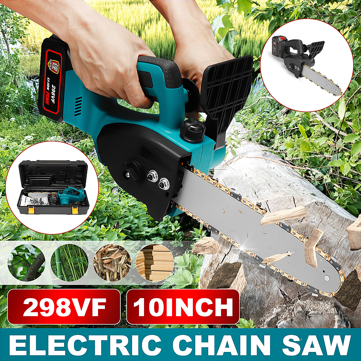 10inch-298VF-Cordless-Electric-Chain-Saw-Handheld-Chainsaw-Wood-Tree-Cutter-W-12pcs-Battery-1833237-1