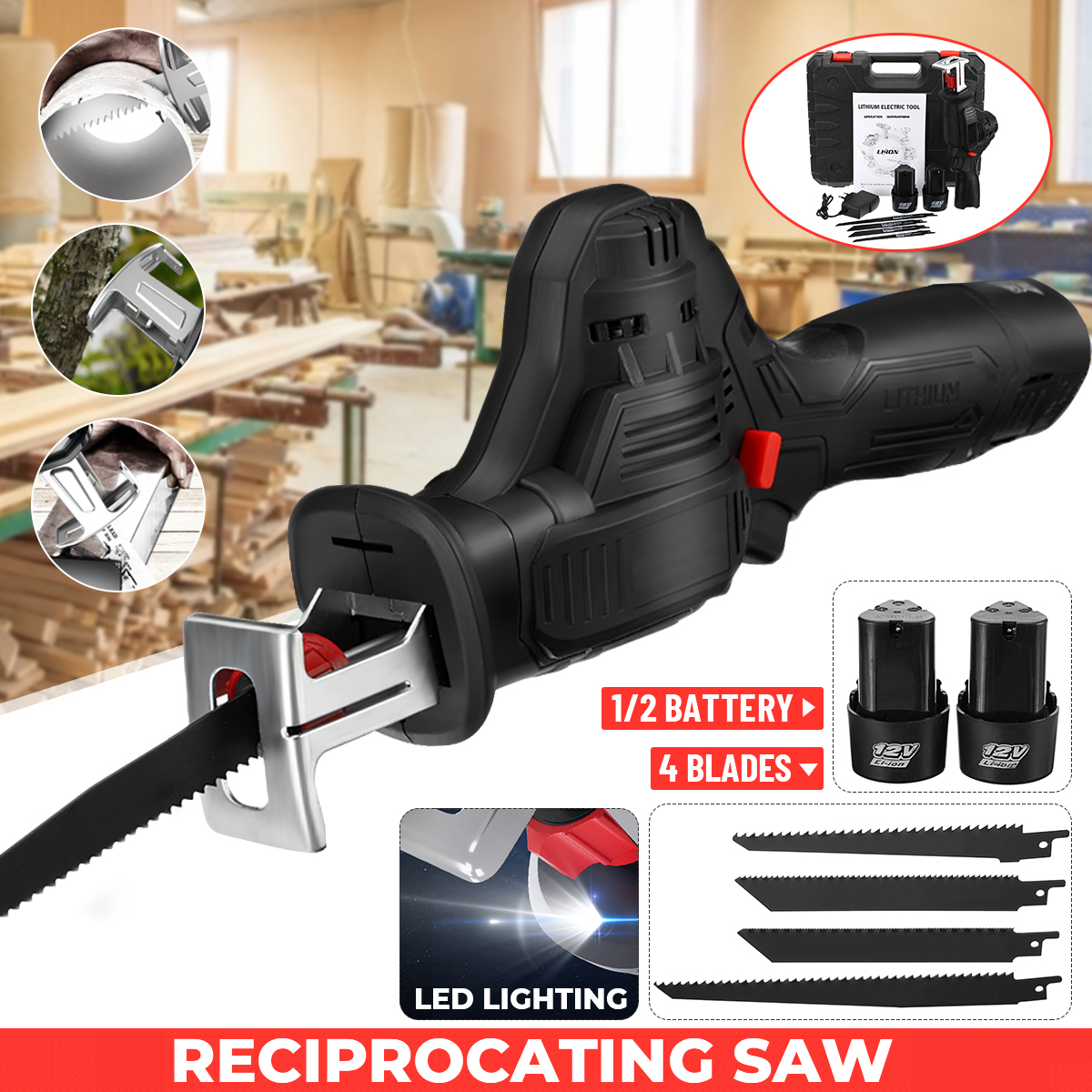 12V-4000rpm-Cordless-Saw-Reciprocating-Saw-Metal-Cutting-Kit-W-4-Blades--12-Battery-1875252-2