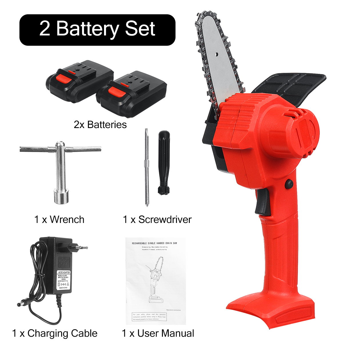 1600W-21V-4Inch-Rechargeable-Electric-Chain-Saw-Handheld-Woodworking-Cutter-Tool-w-12pcs-Battery-1826316-8
