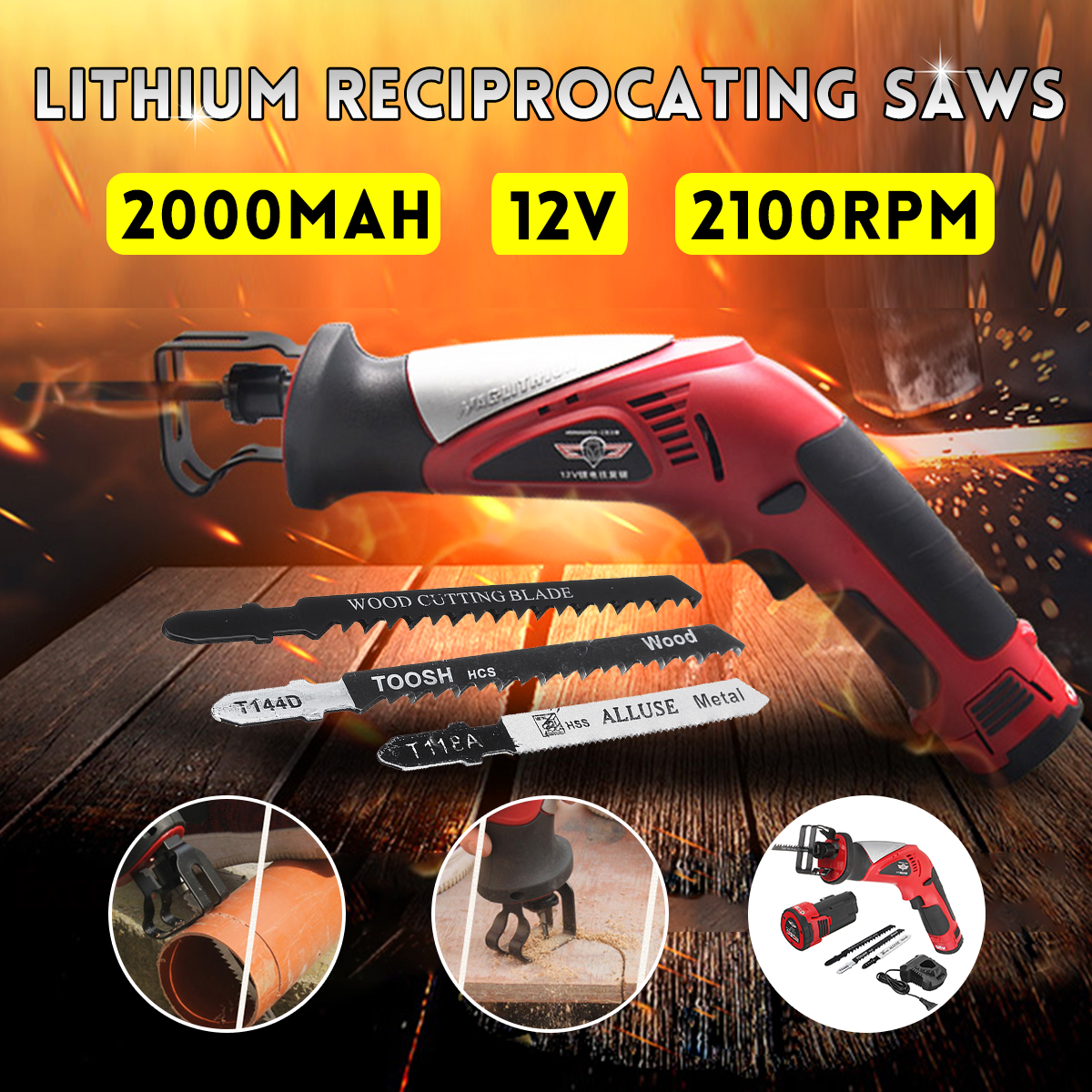 2000mAh-Li-Ion-12V-Cordless-Electric-Reciprocating-Saw-Rechargeable-For-BOSCHT118A-T127D-1583617-2
