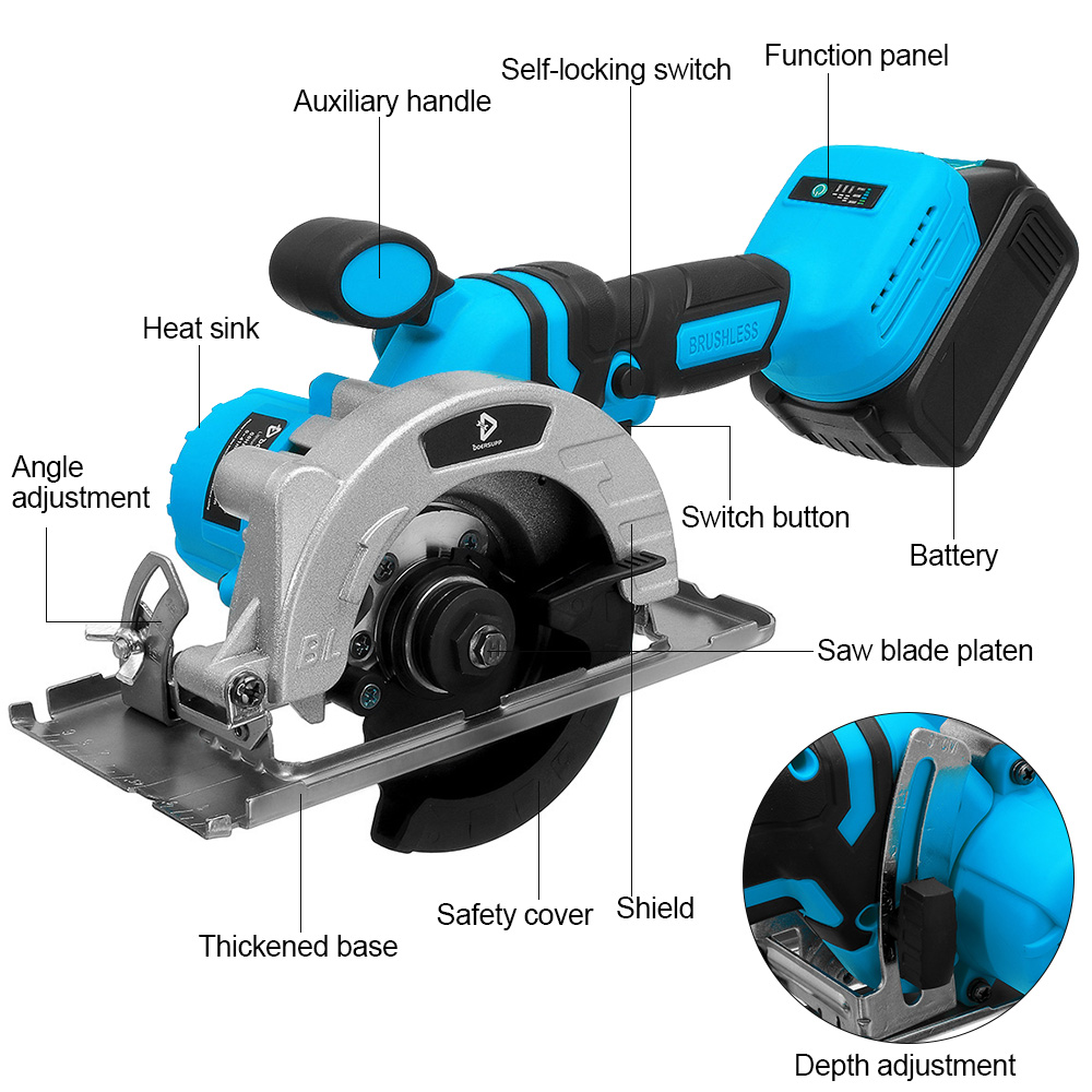 20V-125MM-Electric-Cordless-Brushless-Circular-Saw-Auxiliary-Handle-Household-Woodworking-Tools-DIY--1907960-8