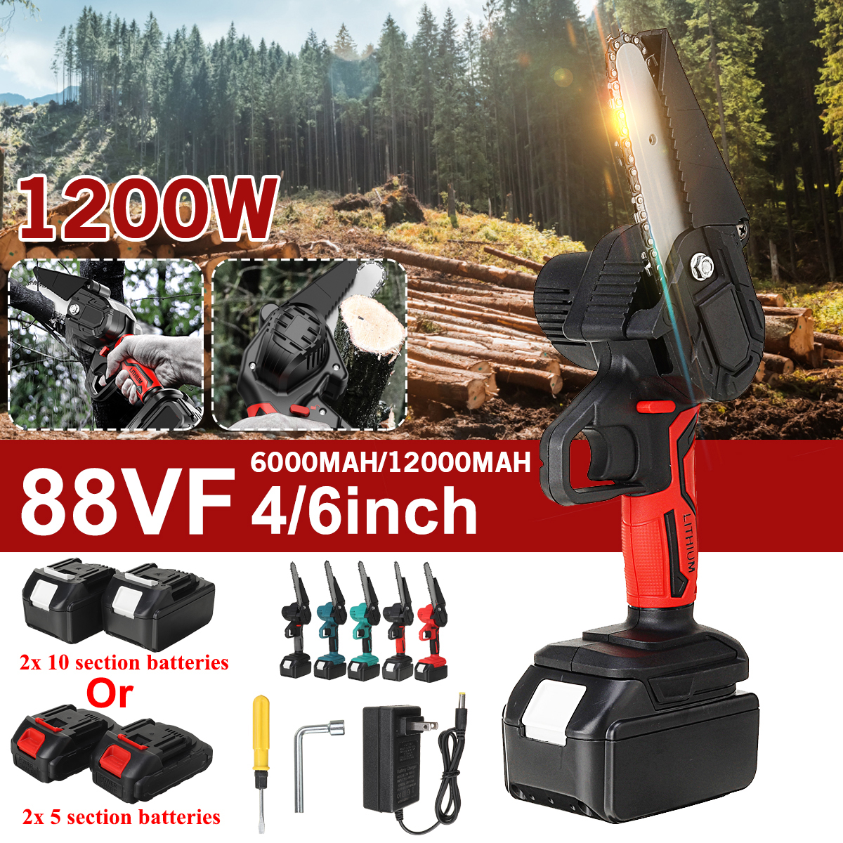 21V-46-Inch-Cordless-Electric-Chain-Saw-One-Hand-Saw-Mini-Portable-Woodworking-Wood-Cutter-W-2pcs-Ba-1880984-3