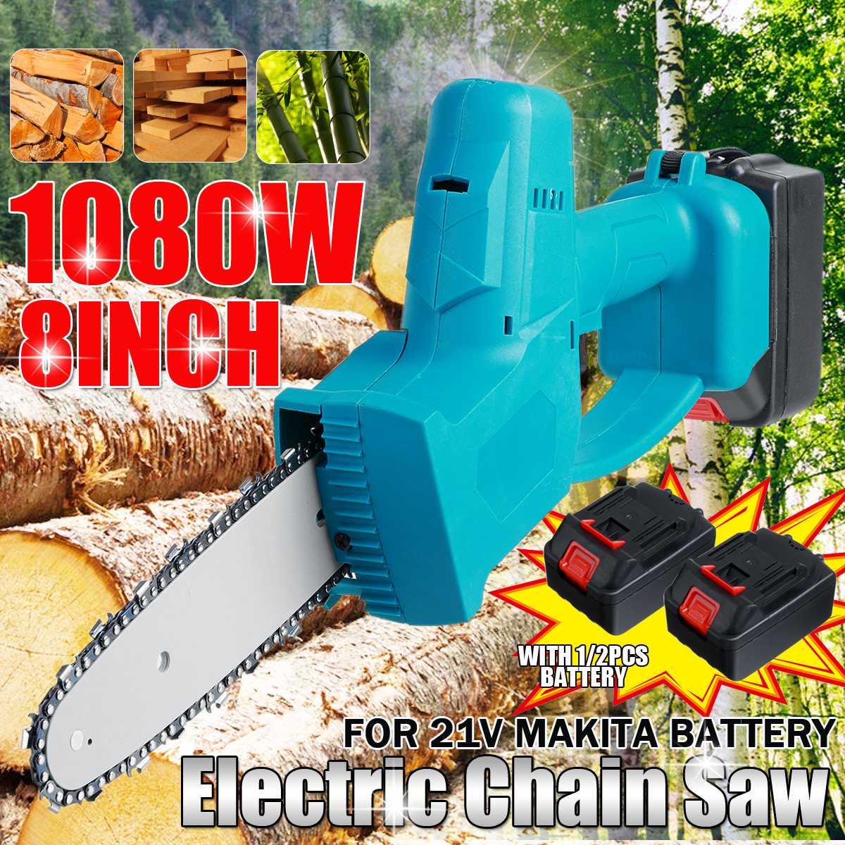 21V-8Inch-1080W-One-Hand-Saw-Woodworking-Electric-Cordless-ChainSaw-Wood-Cutter-Power-Tool-1806127-1