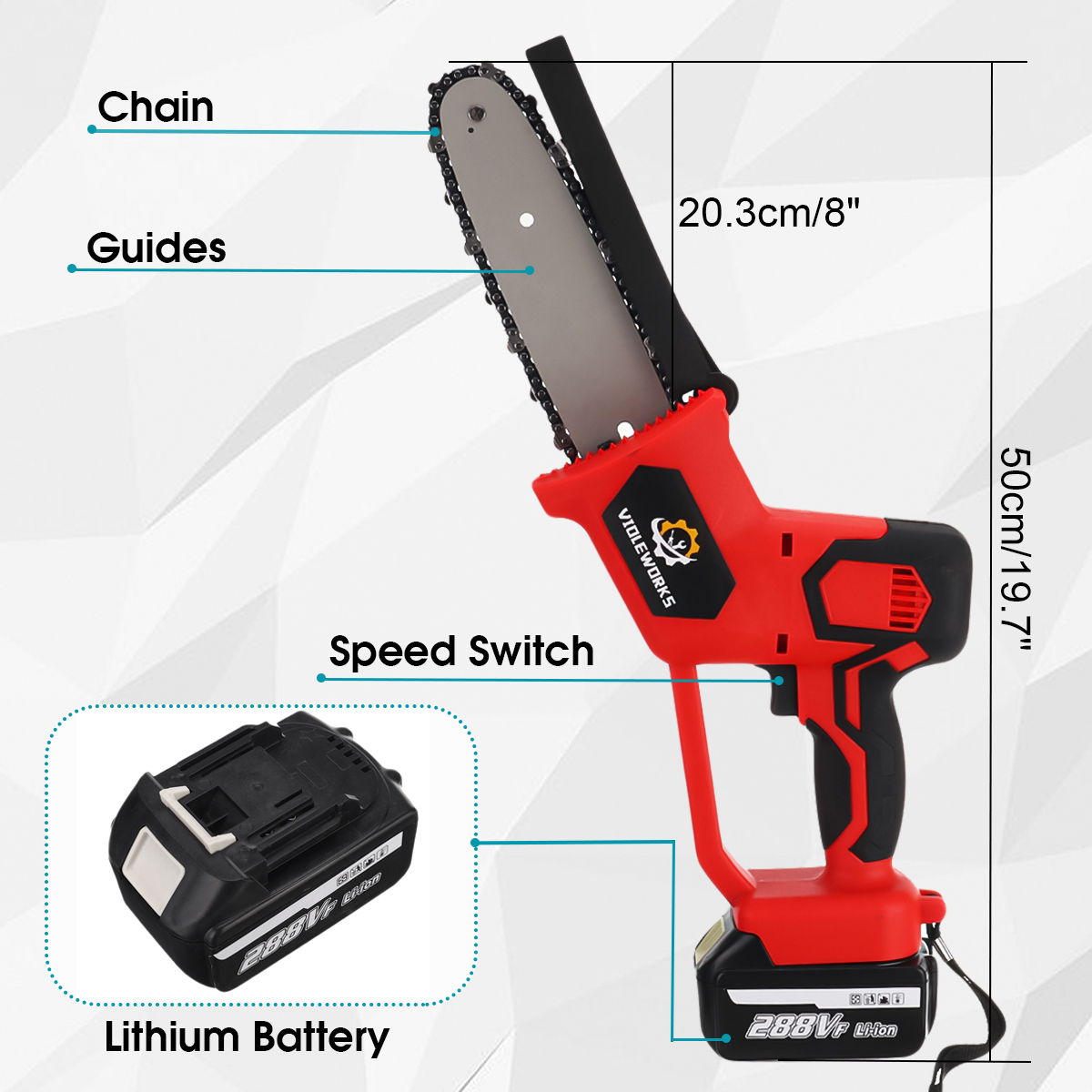 288VF-8Inch-Cordless-Electric-Chainsaws-One-Hand-Saw-Chain-Saw-Woodworking-Tool-W-12pcs-Battery-1835932-4