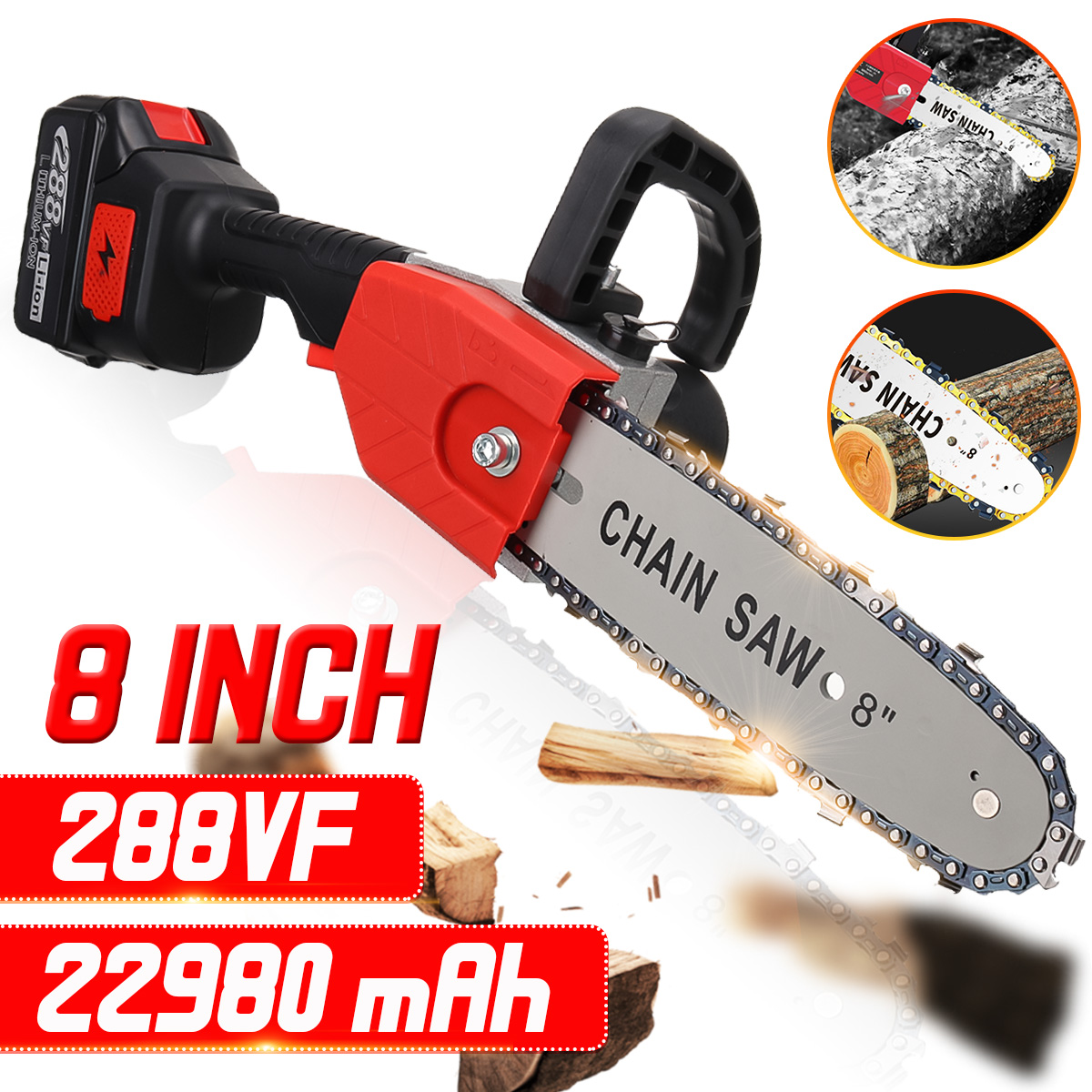 288VF-8Inch-Electric-Chain-Saw-Cordless-One-Hand-Chainsaw-Woodworking-Tool-W-12None-Battery-1845268-3